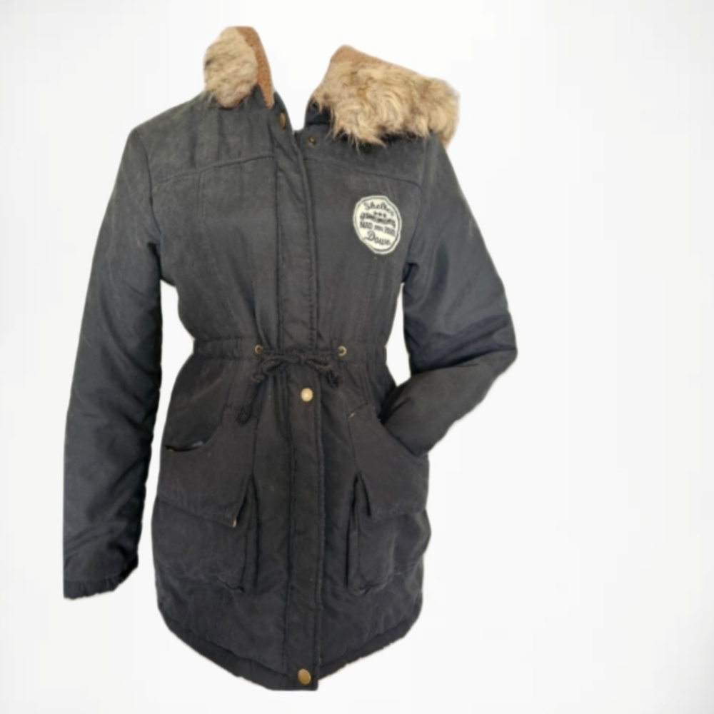 Womens Warm Long Coat Fur Fleece Hooded Jacket Zip Up Winter Parka Coat